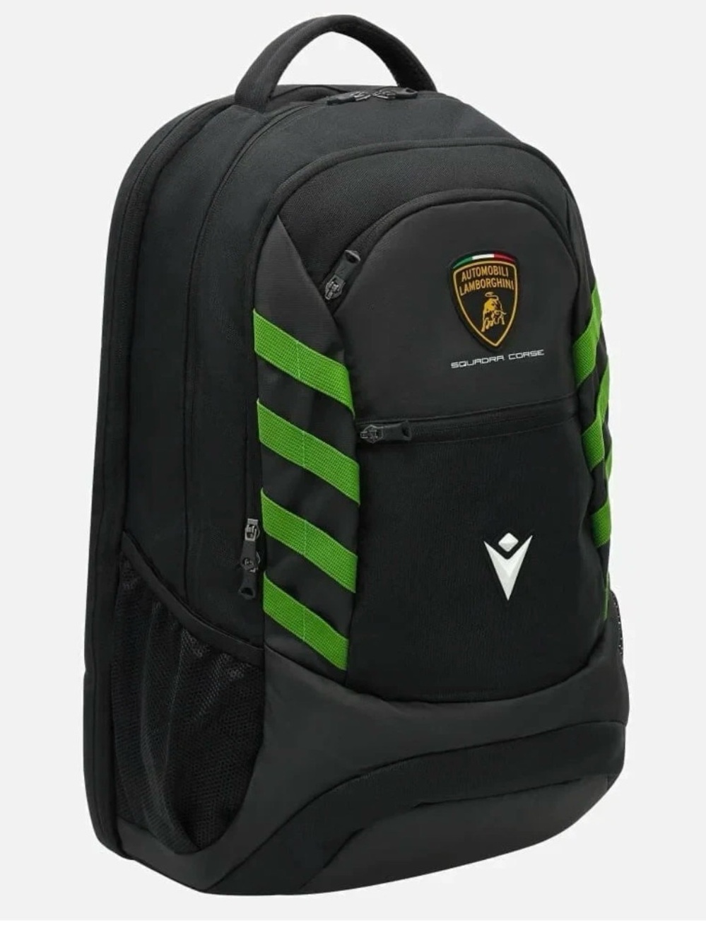 Lamborghini Black Backpack with Neon Green Stripe Details